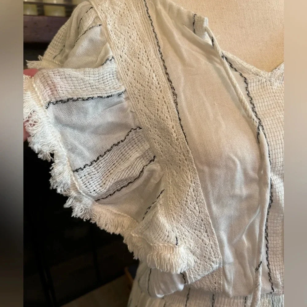 NWT SURF GYPSY Fringe Trim Ruffled Swim Cover Up - Large